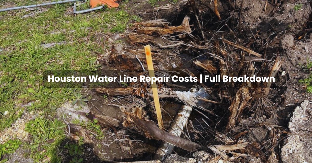 Excavated underground water line with severe leak damage in Houston